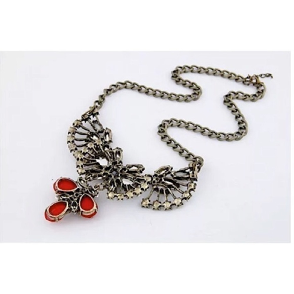 RED CRYSTAL STATEMENT NECKLACE #159 - Picture 2 of 5